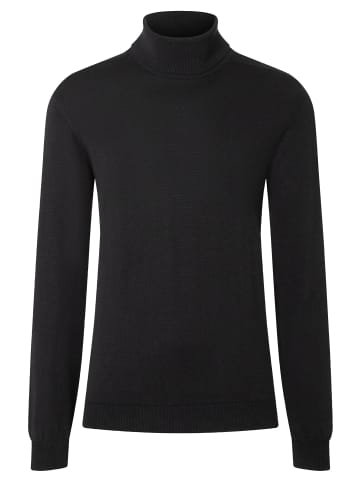 Timezone Rollkragenpullover Rippstrick Ellenbogen-Patch in Schwarz-2