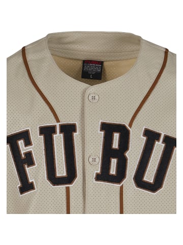 FUBU FUBU Herren FM233-007-1 FUBU College Leather Baseball Jersey in creme/black/brown