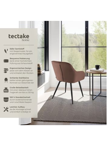 tectake Polstersessel gepolstert, in Samtoptik, gesteppt, 58 x 62 x 82 cm