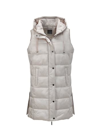 GOLDNER Kurzgröße: Elegante Kapuzenweste mit Ripsbändern in hellbeige