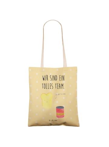 Mr. & Mrs. Panda Stofftasche Toast Marmelade mit Spruch in Gelb Pastell