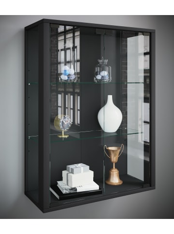 VCM  Wandvitrine Hängevitrine Glas Udina in Schwarz