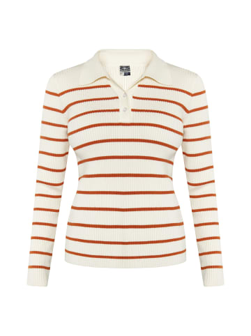 DreiMaster Maritim Strickpullover in Wollweiss Orange