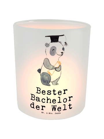 Mr. & Mrs. Panda Windlicht Panda Bester Bachelor der Welt mit Sp... in Transparent