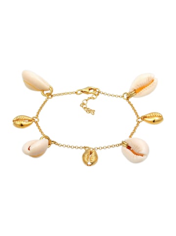 Elli Armband 925 Sterling Silber Muschel, Plättchen in Gold