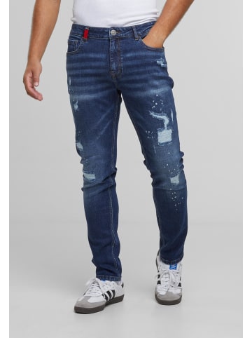2Y Studios 2Y Studios 2Y EMILIO RIPPED SLIM FIT JEANS in midblue