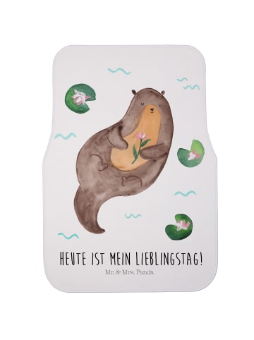 Mr. & Mrs. Panda Fußmatte Auto Otter Seerose mit Spruch in Weiß