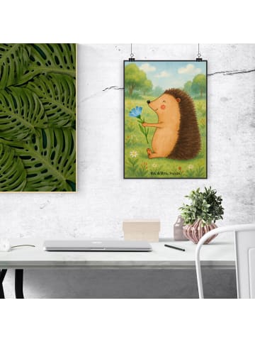 Mr. & Mrs. Panda Wandbild Igel Blumen Design ohne Spruch in Weiß