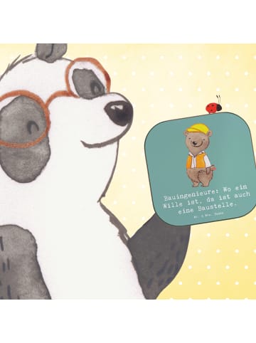 Mr. & Mrs. Panda Glasuntersetzer Bauingenieur Wille mit Spruch in Meeresbrise