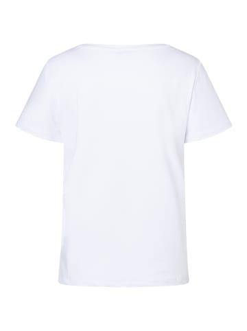 More & More elastisches Kurzarmshirt Strass-Schriftzug in white