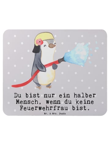 Mr. & Mrs. Panda Mauspad Feuerwehrfrau Herz mit Spruch in Grau Pastell