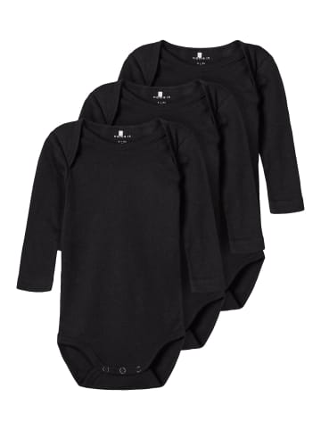 name it 3er Pack Baby Bodys langarm in Schwarz
