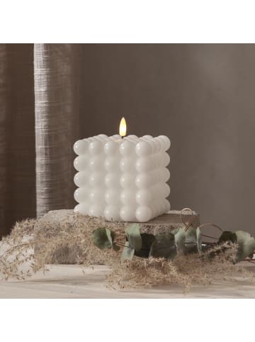 STAR Trading Bubble Kerze Dot, Echtwachs, weiß, warmweißes LED Licht, 10x12,5cm