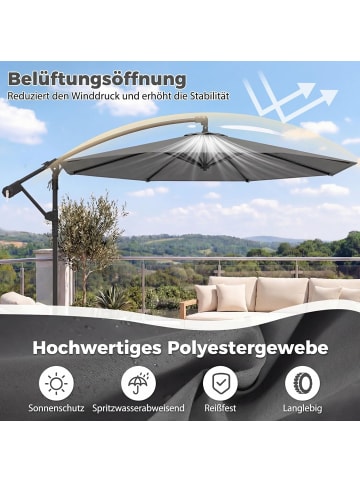 COSTWAY 300 cm Sonnenschirm mit Ständer in Grau