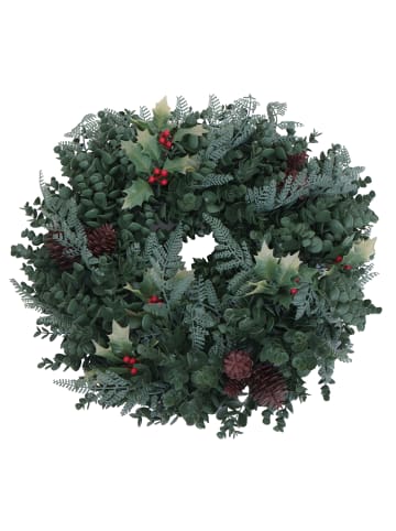 MCW Künstlicher Kranz O98, Grün mit roten Beeren