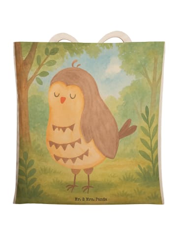 Mr. & Mrs. Panda Schultertasche Eule Zufrieden Design ohne Spruch in Weiß