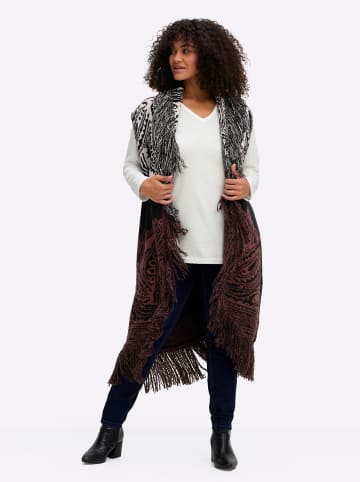 sheego by Joe Browns Fransenweste in schwarz-rotbraun-gemustert