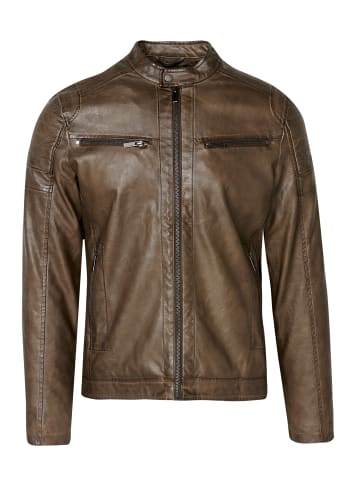 KOROSHI Jacke aus kunstleder mit riemenkragen in braun