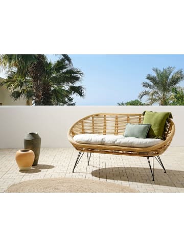 Beliani Gartensofa MARATEA in /Schwarz/Beige - (W) 165 x (H) 87 x (L) 64 cm
