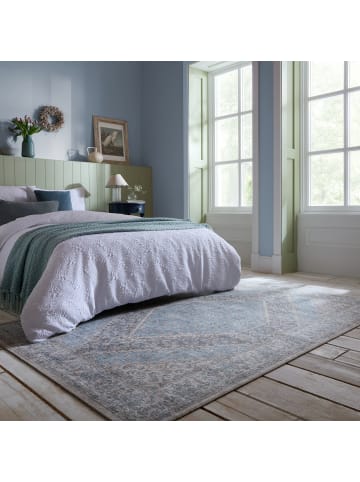 KADIMA DESIGN Waschbarer Teppich Medallion Muster, Orientalisch, Wohnzimmer in Blau