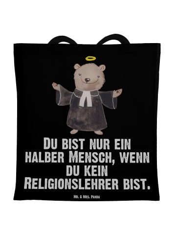Mr. & Mrs. Panda Strandtasche Religionslehrer Herz mit Spruch in Schwarz