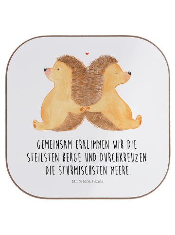 Mr. & Mrs. Panda Untersetzer Igel händchenhaltend mit Spruch in Weiß