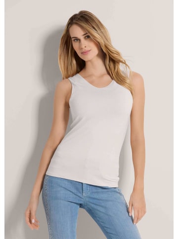 MADELEINE Ärmelloses Rundhals-Top in perlweiß