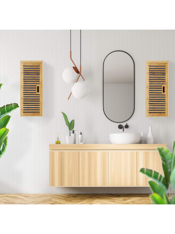 relaxdays Hängeschrank 2 Ablagen in Natur - (B)35 x (H)66 x (T)20 cm