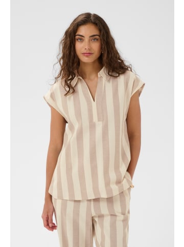 CULTURE Bluse kurzarm CUkapina Relaxed fit in Dune/Whitecap Stripe