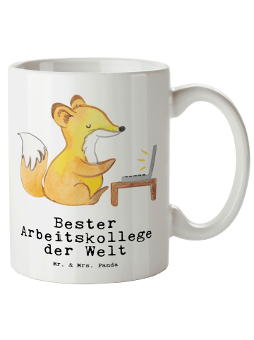 Mr. & Mrs. Panda XL Tasse Fuchs Bester Arbeitskollege der Welt m... in Weiß