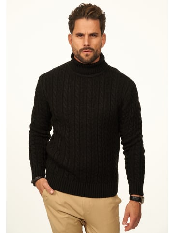 DAILY COTTON Strickpullover - als Grobstrick Pulli mit Zopfmuster für Herren in Black