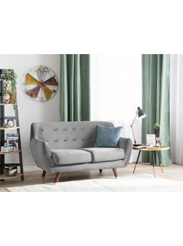 Beliani 2-Sitzer Sofa BODO in Grau/Dunkler Holzfarbton/Gold