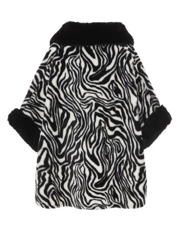 imala Damen Poncho in Wollweiss Schwarz