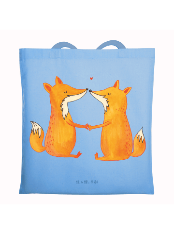 Mr. & Mrs. Panda Jutetasche Füchse Liebe ohne Spruch in Sky Blue