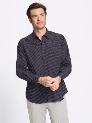 WITT WEIDEN Langarm-Hemd in dunkelblau-gemustert