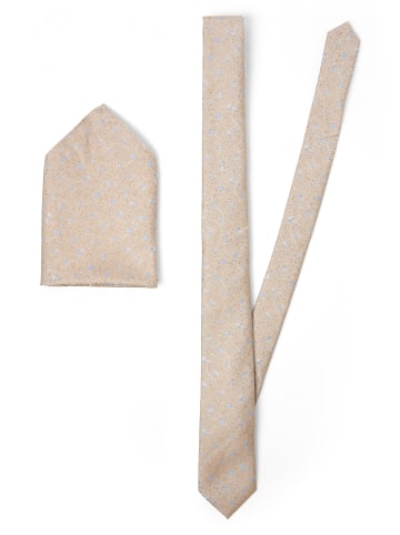 Roy Robson Herren Fliege und Einstecktuch in beige - 0001