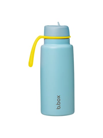 B. Box Thermosflasche 1L aus Edelstahl - Trinkflasche mit Mundstück & Griff in Blau