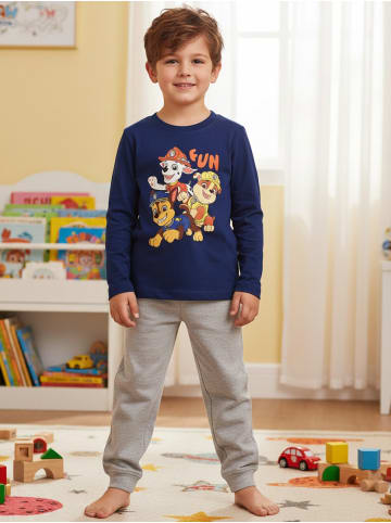 Paw Patrol Paw Patrol Schlafanzug FUN Pyjama Set Langarm Oberteil mit Hose in blau/grau