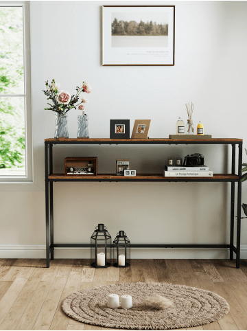 VASAGLE Flurtisch Barnet in Vintagebraun-Tintenschwarz - (B)120 x (H)80 x (T)20 cm
