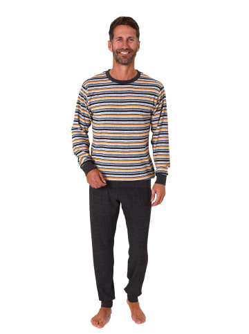 NORMANN langarm Frottee Schlafanzug Pyjama Bündchen - 82266 in orange