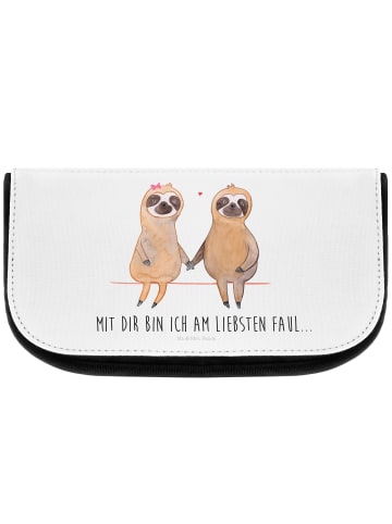 Mr. & Mrs. Panda Beautytasche Faultier Pärchen mit Spruch in Weiß