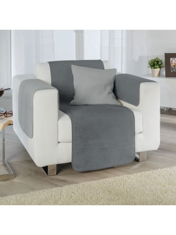 Erwin Müller Baumwollmischung Sessel- und Sofaschoner-Set 3-teilig Matera in grau/silber