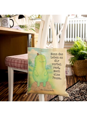 Mr. & Mrs. Panda Tote Bag Schildkröte Pause Design mit Spruch in Weiß