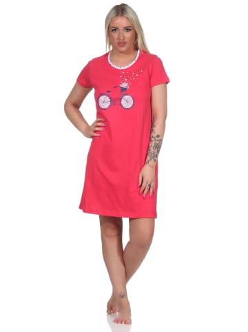 NORMANN Kurz Nachthemd Bigshirt Fahrrad - 74787 in rot