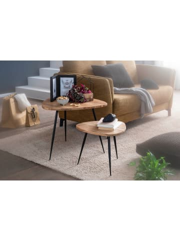 KADIMA DESIGN Satztisch 2er-Set | Akazie Premium, Metall, Industrial