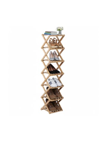relaxdays Schuhregal in Natur - (B)28 x (H)124 x (T)28 cm