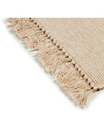 GIFTDECOR Teppich mit Fransen, 100% Baumwolle in Beige, 180 x 120 cm