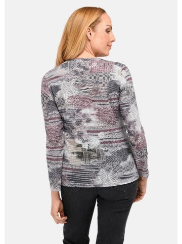 GOLDNER Kurzgröße:  Strickshirt Leichtes Druckshirt mit Allover-Design in beere / gemustert