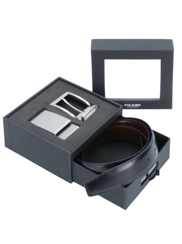 PICARD Gürtel Geschenkbox Leder 3tlg. in schwa cafe