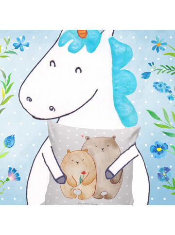 Mr. & Mrs. Panda Kissen 40x40 Bären Liebe ohne Spruch in Grau Pastell